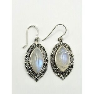 Moonstone Marquise Sterling Silver Dangle‎ Earrings
